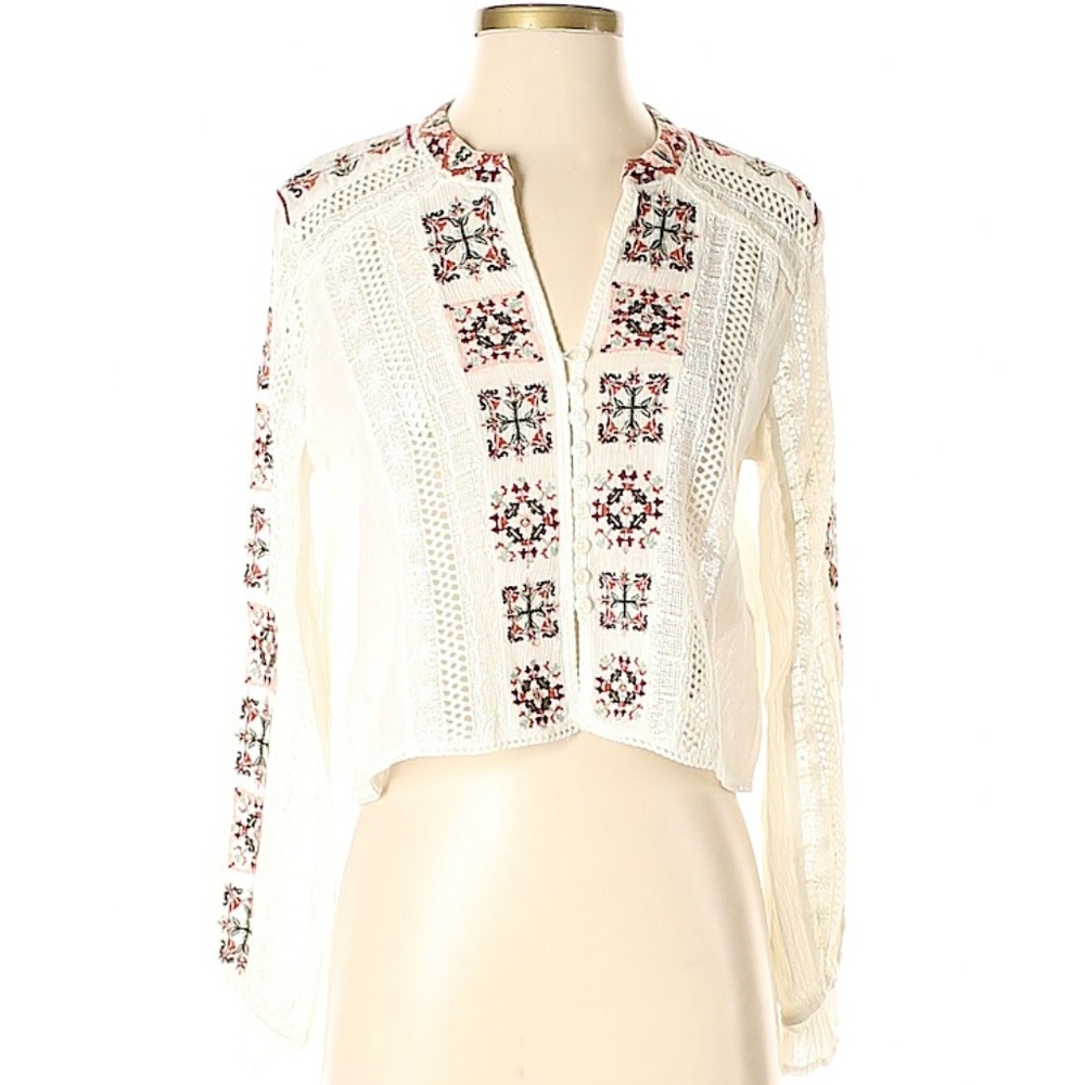 Zara Woman TRF Eyelet Embroidered Shirt Blouse